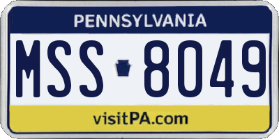PA license plate MSS8049