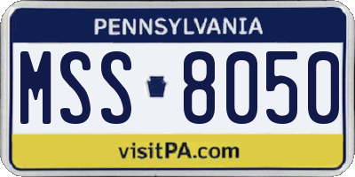 PA license plate MSS8050