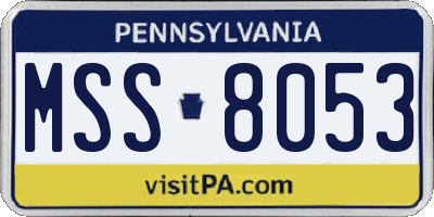 PA license plate MSS8053