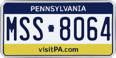 PA license plate MSS8064