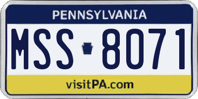 PA license plate MSS8071