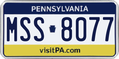 PA license plate MSS8077