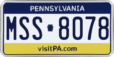 PA license plate MSS8078