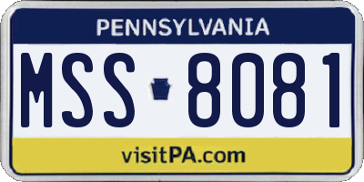 PA license plate MSS8081