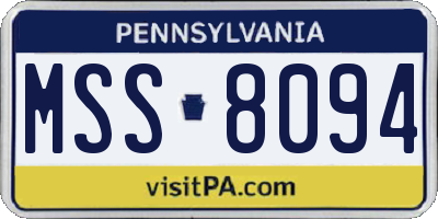 PA license plate MSS8094