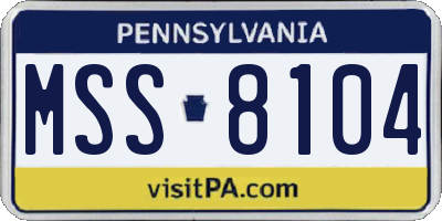 PA license plate MSS8104