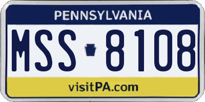 PA license plate MSS8108