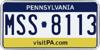 PA license plate MSS8113