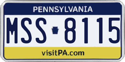 PA license plate MSS8115