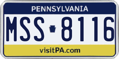 PA license plate MSS8116