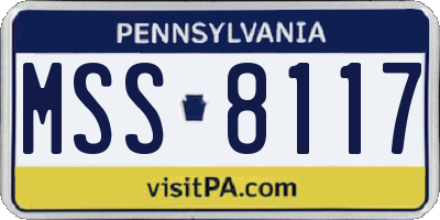 PA license plate MSS8117