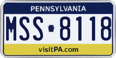PA license plate MSS8118