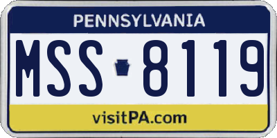 PA license plate MSS8119