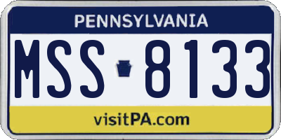 PA license plate MSS8133