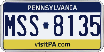 PA license plate MSS8135