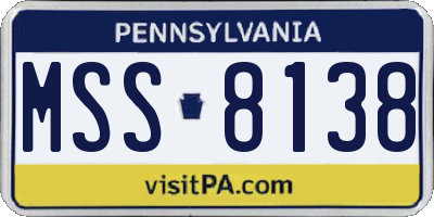 PA license plate MSS8138