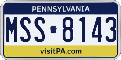 PA license plate MSS8143