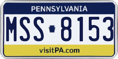 PA license plate MSS8153