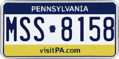 PA license plate MSS8158