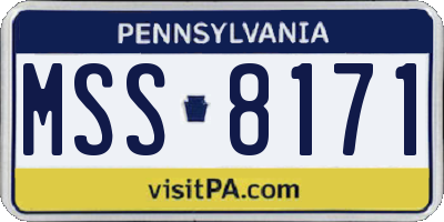 PA license plate MSS8171