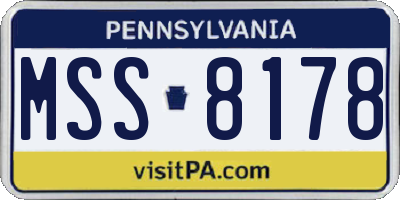 PA license plate MSS8178