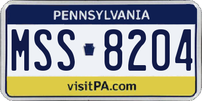 PA license plate MSS8204
