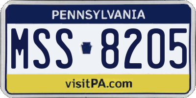 PA license plate MSS8205