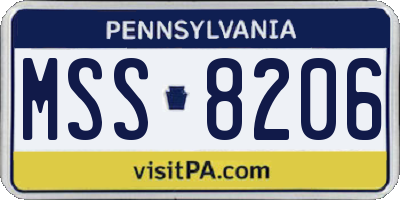PA license plate MSS8206