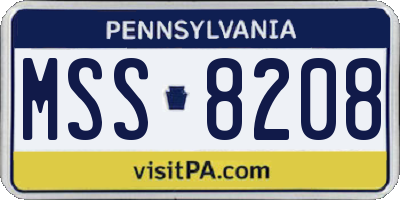 PA license plate MSS8208