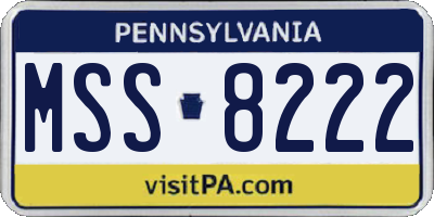 PA license plate MSS8222