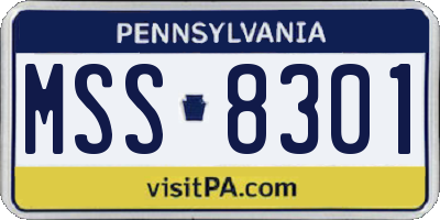PA license plate MSS8301