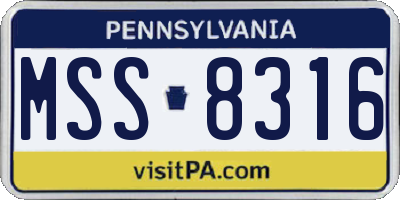 PA license plate MSS8316