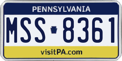 PA license plate MSS8361