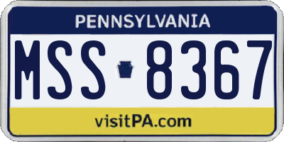 PA license plate MSS8367