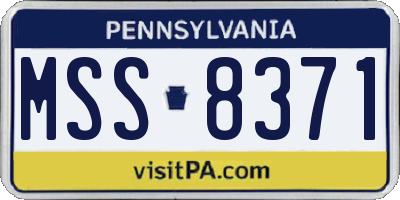 PA license plate MSS8371