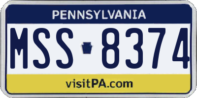 PA license plate MSS8374