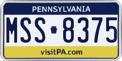 PA license plate MSS8375