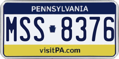 PA license plate MSS8376