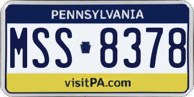 PA license plate MSS8378