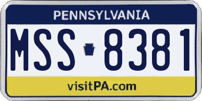 PA license plate MSS8381