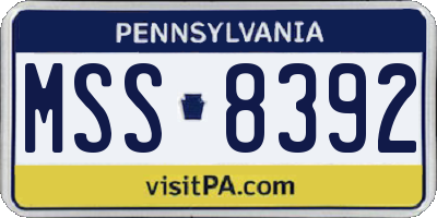 PA license plate MSS8392