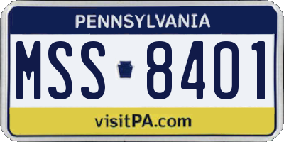 PA license plate MSS8401