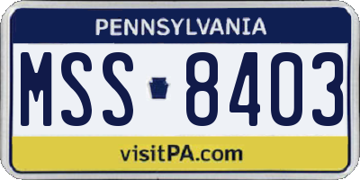 PA license plate MSS8403