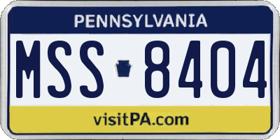PA license plate MSS8404