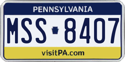 PA license plate MSS8407