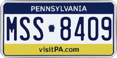 PA license plate MSS8409