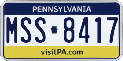 PA license plate MSS8417