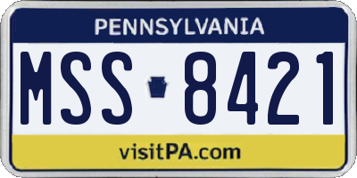 PA license plate MSS8421