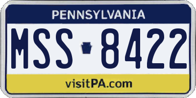 PA license plate MSS8422