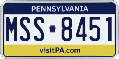 PA license plate MSS8451